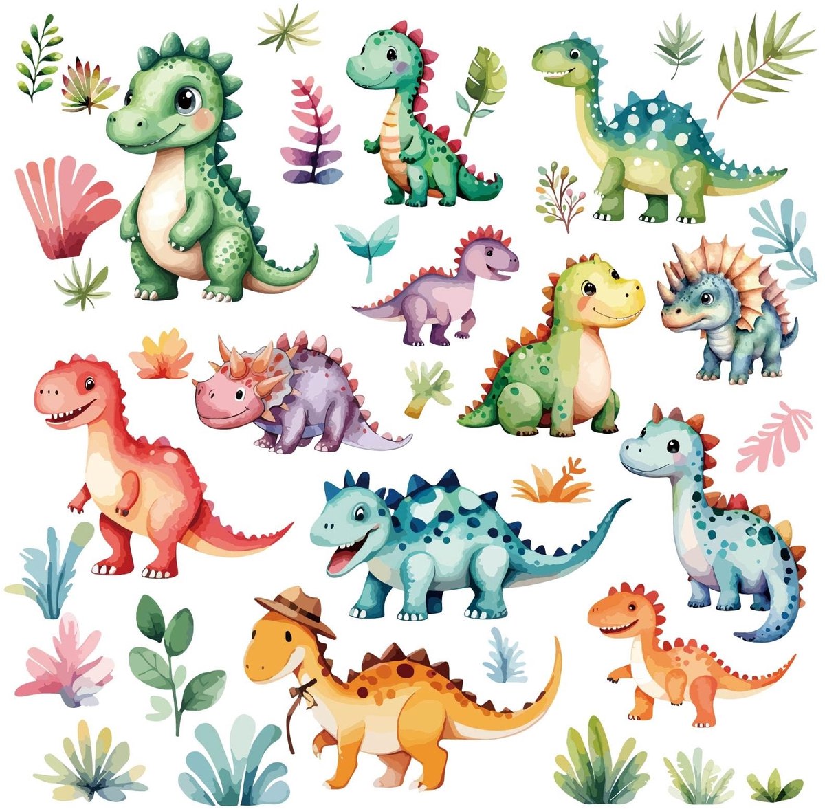 Dailygoods - Dinosaurus Muurstickers - Waterdichte Zelfklevende Stickers - Verwijderbaar voor Raamdecoratie - 8 Vellen - Creatieve Decoratie - Geschik