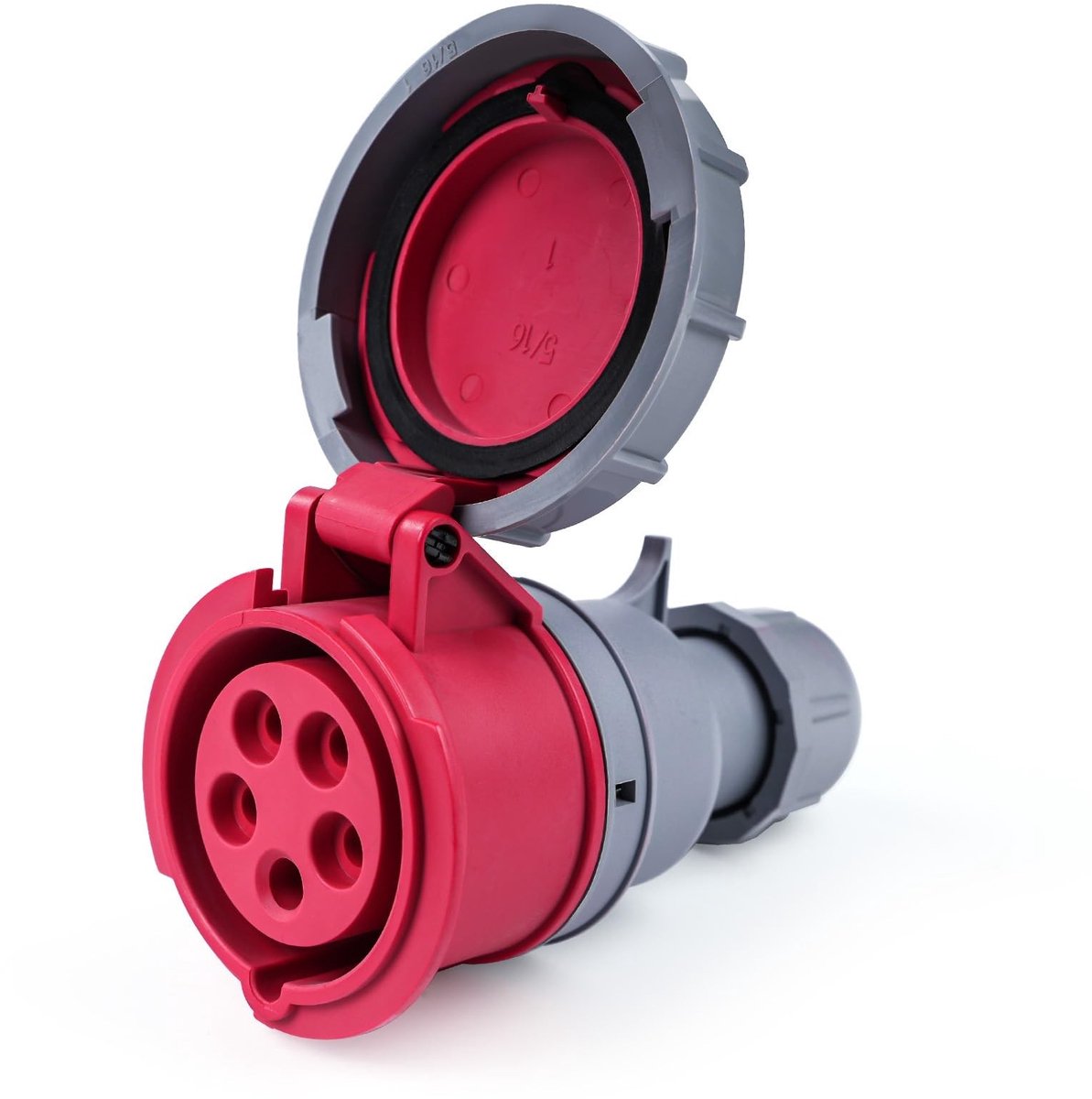 Smoakez - Industriële Stekker - 5-Pin Stekker - Waterdicht en Weerbestendig - Rood - 16A 415V - Geschikt voor Buiten - IP67 Bescherming