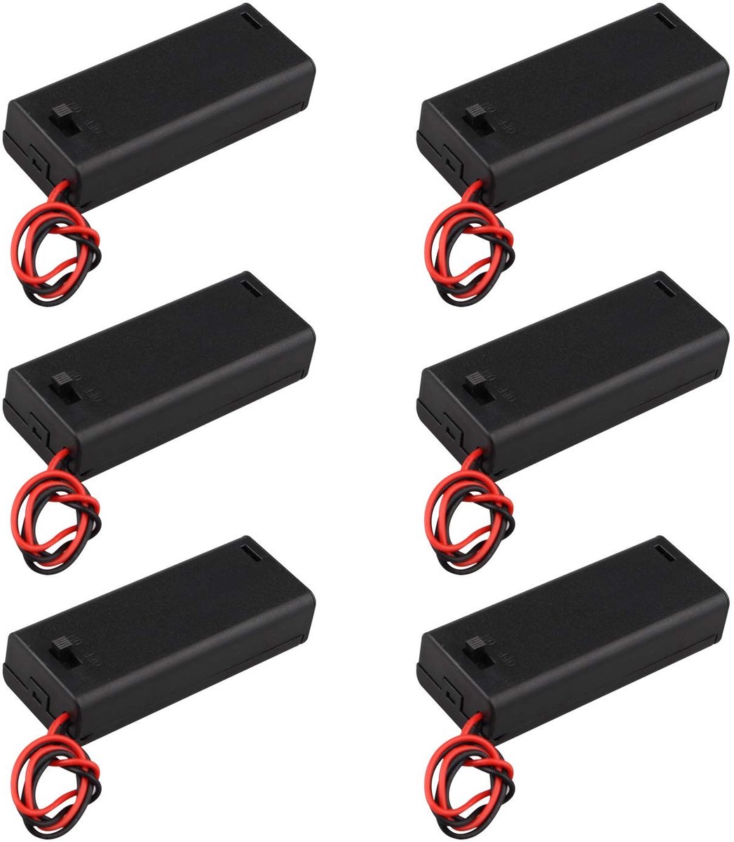Dailygoods - 6-delige Batterijhouder - Met AAN/UIT-schakelaar - Plastic - Voor Elektronische Projecten - Ideaal voor Doe-Het-Zelf Werk - Handig ...