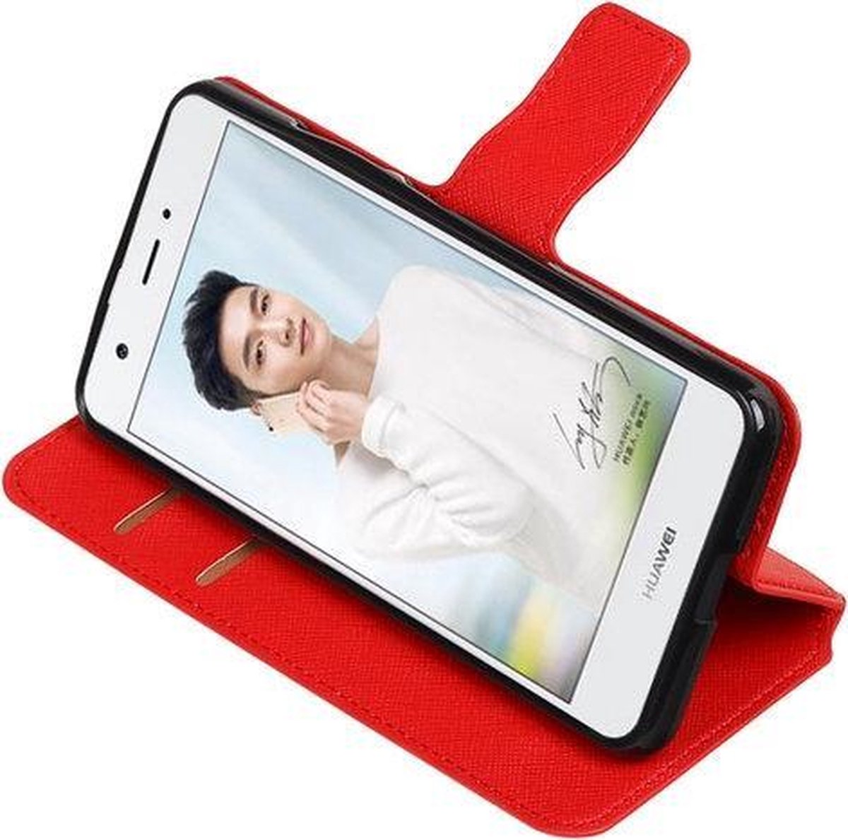 BestCases.nl Rood Huawei Nova Plus TPU wallet case booktype hoesje HM Book