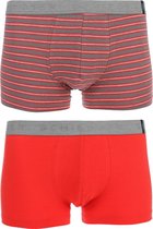 Schiesser - 2-pack Low Rise Trunk Boxershorts Gestreept / Rood - XL