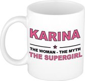 Karina The woman, The myth the supergirl cadeau koffie mok / thee beker 300 ml