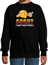 Funny emoticon sweater Sorry i cant help myself zwart kids 3-4 jaar (98/104)