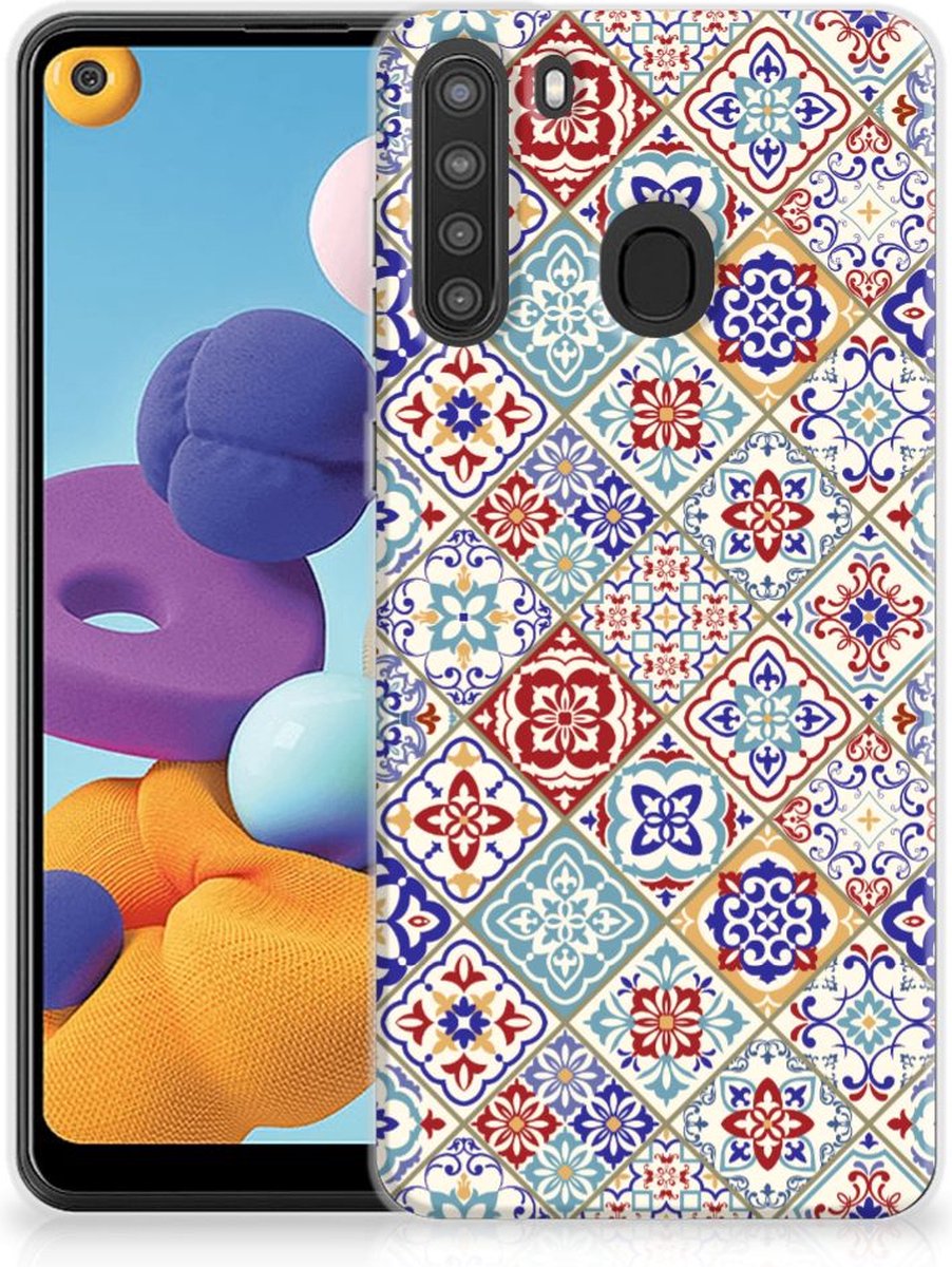 Samsung Galaxy A21 TPU Siliconen Hoesje Tiles Color