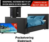 Boxspring Den Haag Elektrische vertelbaar Met voetbord tv lift en een gratis Tv Smart 160x200