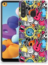 Hoesje Geschikt voor Samsung Galaxy A21 Telefoon Hoesje Punk Rock