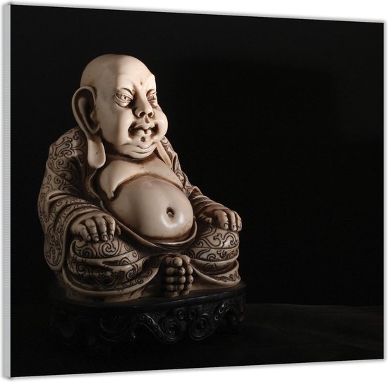 Acrylglas –Zittende Buddha met Hangende Oorlellen– 80x80 (Met ophang)