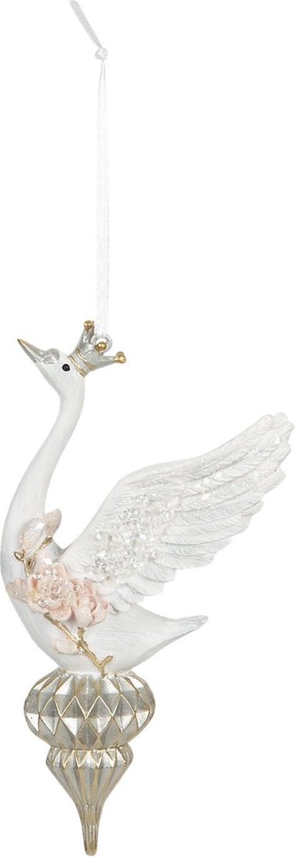 Clayre & Eef Kersthanger 10x6x16 cm Wit Kunststof Rechthoek Kerstboomversiering