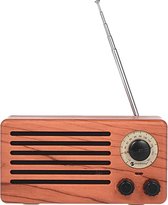 GadgetBay NR-3013 Mini Houten textuur Retro FM Radio Draadloze Bluetooth Speaker - Houtkleur Lichtbruin