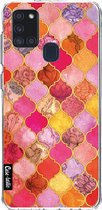 Casetastic Samsung Galaxy A21s (2020) Hoesje - Softcover Hoesje met Design - Pink Moroccan Tiles Print