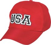 1x Amerika USA verkleed petten/caps rood voor volwassenen - Verstelbare petjes - Amerika thema accessoire