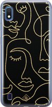 Samsung A10 hoesje siliconen - Abstract faces | Samsung Galaxy A10 case | zwart | TPU backcover transparant