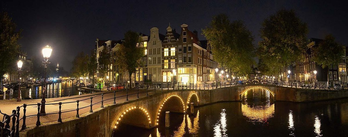 Fotobehang-Amsterdam by night 350 x 260 cm - € 235,--
