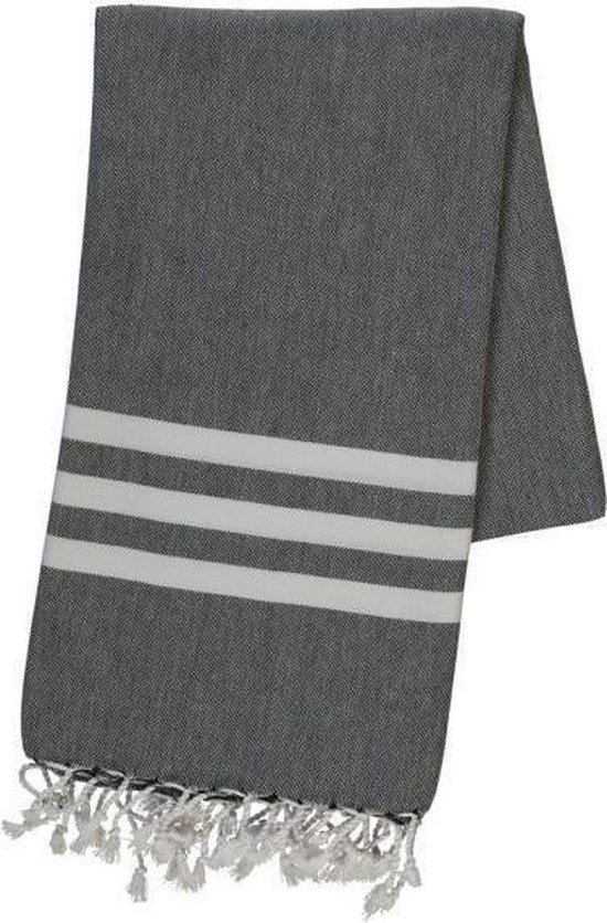 Hamamdoek Bala Sultan Black - 180x100cm - strandlaken - sneldrogende saunahanddoek - zwemhanddoek - sneldrogende handdoeken - saunadoek