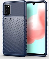 Samsung Galaxy A41 Hoesje Twill Thunder Texture Back Cover Blauw