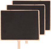10x Houten memo krijtbordjes met knijper 15 x 12 cm - Schoolbord knijpers van hout