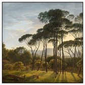 Italiaans landschap met parasoldennen, Hendrik Voogd - Foto op Akoestisch paneel - 100 x 100 cm