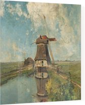 Een molen aan een poldervaart, Paul Gabriël - Foto op Plexiglas - 60 x 60 cm