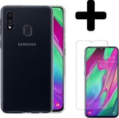Hoesje Geschikt voor Samsung A40 Hoesje Siliconen Case Hoes Met Screenprotector - Hoes Geschikt voor Samsung Galaxy A40 Hoes Cover Case - Transparant