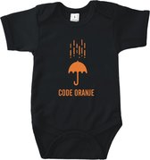 Rompertjes baby met tekst - Code oranje - Romper zwart - Maat 74/80