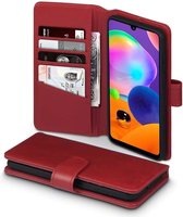 Samsung Galaxy A31 hoesje - MobyDefend luxe echt leren wallet bookcase - Rood - GSM Hoesje - Telefoonhoesje Geschikt Voor: Samsung Galaxy A31