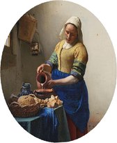 Het melkmeisje, Johannes Vermeer - Foto op Behangcirkel - ⌀ 40 cm