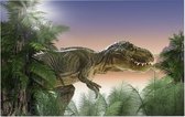 Dinosaurus T-Rex in tropisch woud - Foto op Forex - 60 x 40 cm