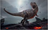 Dinosaurus T-Rex screamer volcano - Foto op Forex - 120 x 80 cm