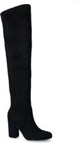 Sacha - Dames - Zwarte hoge laarzen met ronde neus - Maat 37