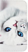 ADEL Kunstleren Book Case Portemonnee Pasjes Hoesje Geschikt voor Huawei P20 Lite (2018) - Katten Wit