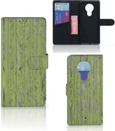 Wallet Case Nokia 5.3 Telefoon Hoesje Green Wood