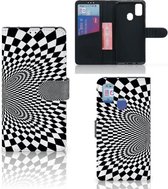 Telefoonhoesje met Pasjeshouder Geschikt voor Samsung Galaxy M21 Book Cover Geschikt voor Samsung M30s Wallet Case Illusie