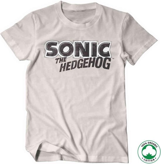 Sonic The Hedgehog Heren Tshirt -L- Classic Logo Creme