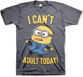 Minions Heren Tshirt -XL- I Can't Adult Today Grijs