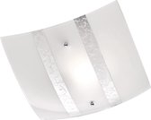LED Plafondlamp - Plafondverlichting - Trion Niki - E27 Fitting - 1-lichts - Vierkant - Mat Zilver - Glas - BES LED