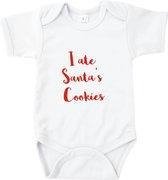 Rompertjes baby met tekst - I ate Santa's cookies - Romper wit - Maat 74/80