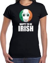 Ierland emoticon Happy to be Irish landen t-shirt zwart dames S