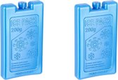 2x Blauwe koelelementen 200 gram 8 x 15 cm - Koelblokken/koelelementen voor koeltas/koelbox