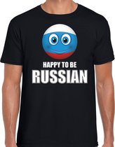 Rusland emoticon Happy to be Russian landen t-shirt zwart heren M