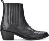 PS Poelman Leren Chelsea Enkellaarzen met Western Snake Print Details Tartor Zwart Dames Maat 42 PS Poelman Leren Chelsea Enkellaarzen met Western Snake Print Details Tartor Zwart Dames Maat 42