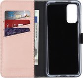 Selencia Hoesje Geschikt voor Samsung Galaxy S20 Hoesje Met Pasjeshouder - Selencia Echt Lederen Bookcase - Roze