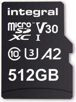 Integral INMSDX512G-180/150V30 512GB MICRO SD CARD MICROSDXC UHS-1 U3 CL10 V30 A2 UP TO 180MBS READ 150MBS WRITE mémoire flash 512 Go MicroSD UHS-I