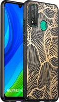iMoshion Hoesje Geschikt voor Huawei P Smart (2020) Hoesje Siliconen - iMoshion Design hoesje - Goud / Zwart / Golden Leaves