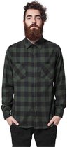 Urban Classics Overhemd -M- Checked Flanell Zwart/Groen