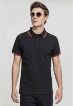 Urban Classics Polo shirt -M- Double Stripe Zwart