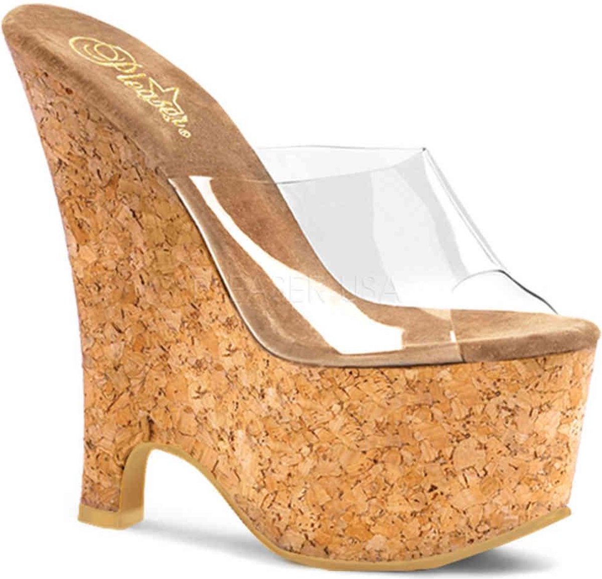 EU 38 = US 8 | BEAU-601 | 6 1/2 Wedge 2 3/4 PF Cork Slide Sandal