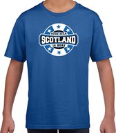 Have fear Scotland is here / Schotland supporter t-shirt blauw voor kids M (134-140)