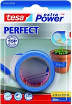 Tesa extra power perfect textieltape blauw blisterverpakking - 2,75 m x 19 mm.