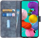 Hoesje Wallet Bookcase Leer Shell Blauw Geschikt voor Samsung Galaxy A51