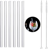 Relaxdays 6 x glazen rietjes - met schoonmaakborstels - herbruikbaar – drinkrietjes recht